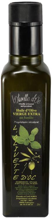 Huile d'olive vierge extra basilic